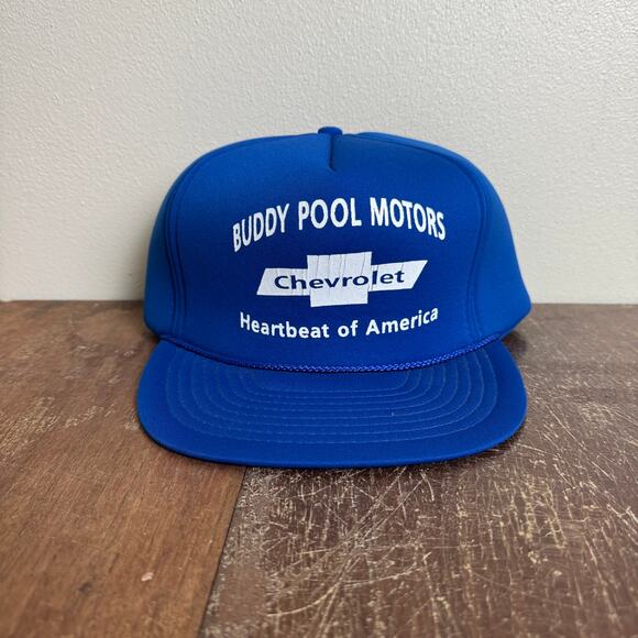 Buddy Pool Motors Harrisburg IL VINTAGE Blue Snapback Trucker Hat OSFA - Picture 1 of 8